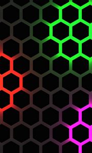 Preview wallpaper hexagons, glow, backlight, background