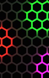 Preview wallpaper hexagons, glow, backlight, background