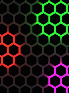 Preview wallpaper hexagons, glow, backlight, background