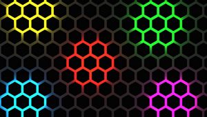 Preview wallpaper hexagons, glow, backlight, background