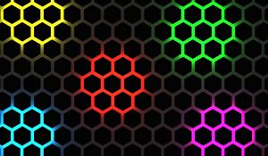 Preview wallpaper hexagons, glow, backlight, background