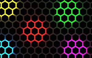 Preview wallpaper hexagons, glow, backlight, background