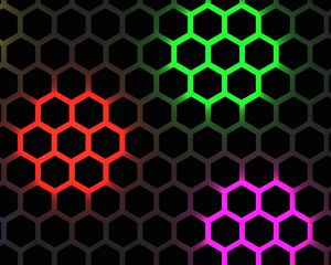 Preview wallpaper hexagons, glow, backlight, background