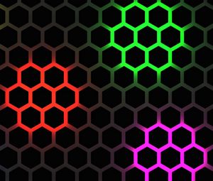 Preview wallpaper hexagons, glow, backlight, background