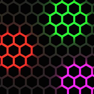 Preview wallpaper hexagons, glow, backlight, background