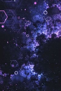 Preview wallpaper hexagons, honeycomb, glow, particles, abstraction