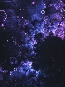 Preview wallpaper hexagons, honeycomb, glow, particles, abstraction