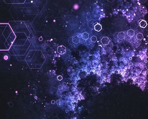 Preview wallpaper hexagons, honeycomb, glow, particles, abstraction