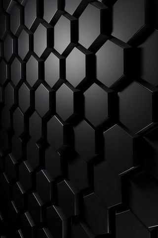 320x480 Wallpaper hexagons, honeycombs, relief, volume, black