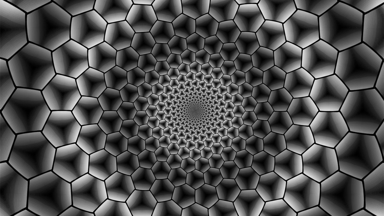 Wallpaper hexagons, immersion, bw, monochrome