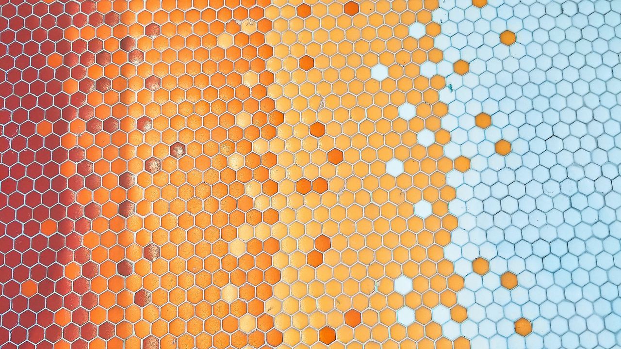 Wallpaper hexagons, mosaic, texture, bright