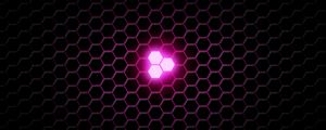 Preview wallpaper hexagons, neon, glow, lilac