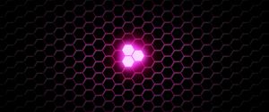 Preview wallpaper hexagons, neon, glow, lilac