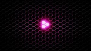 Preview wallpaper hexagons, neon, glow, lilac