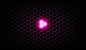 Preview wallpaper hexagons, neon, glow, lilac