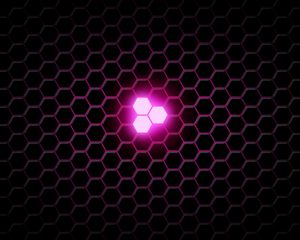 Preview wallpaper hexagons, neon, glow, lilac