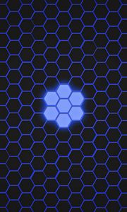 Preview wallpaper hexagons, patterns, texture, blue, dark