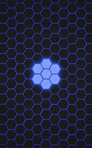 Preview wallpaper hexagons, patterns, texture, blue, dark