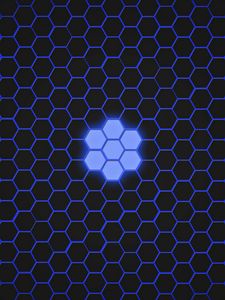 Preview wallpaper hexagons, patterns, texture, blue, dark