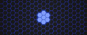 Preview wallpaper hexagons, patterns, texture, blue, dark