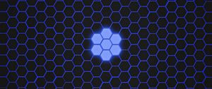 Preview wallpaper hexagons, patterns, texture, blue, dark