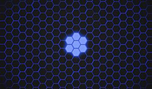 Preview wallpaper hexagons, patterns, texture, blue, dark