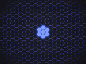 Preview wallpaper hexagons, patterns, texture, blue, dark