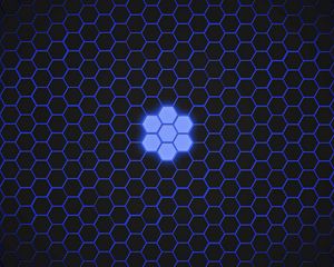 Preview wallpaper hexagons, patterns, texture, blue, dark