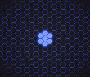 Preview wallpaper hexagons, patterns, texture, blue, dark