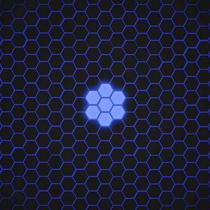 Preview wallpaper hexagons, patterns, texture, blue, dark