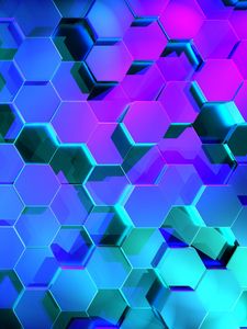 Preview wallpaper hexagons, rendering, light, shape