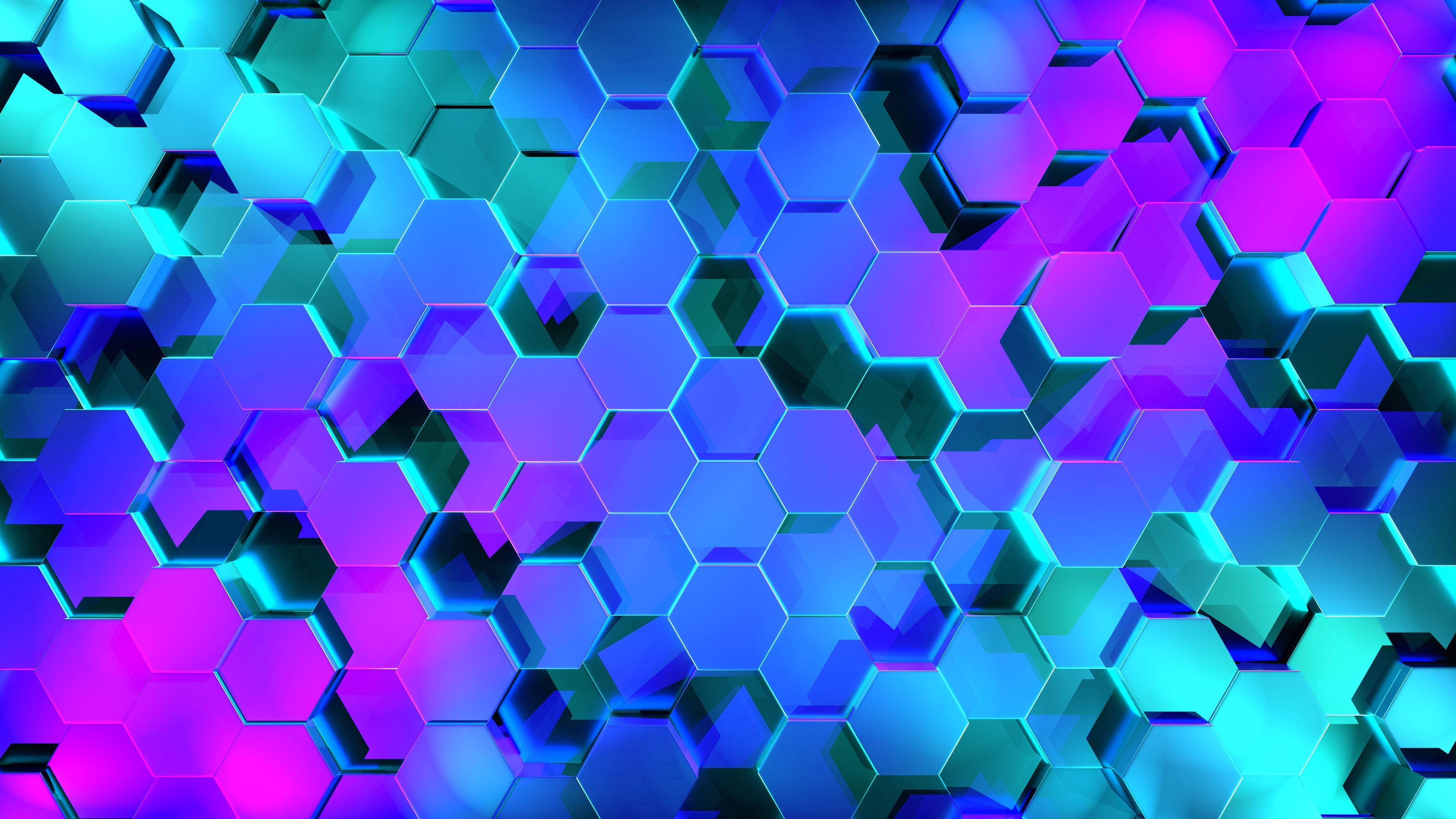 Download wallpaper 3840x2160 hexagons, rendering, light, shape hd ...