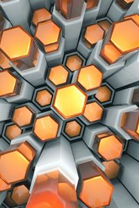 Preview wallpaper hexagons, structure, 3d, volume