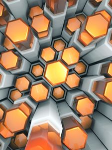 Preview wallpaper hexagons, structure, 3d, volume