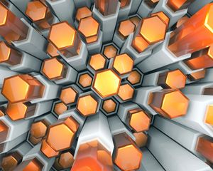 Preview wallpaper hexagons, structure, 3d, volume