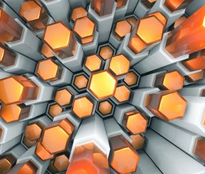 Preview wallpaper hexagons, structure, 3d, volume