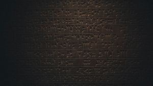 Preview wallpaper hieroglyphs, inscription, wall, texture, dark