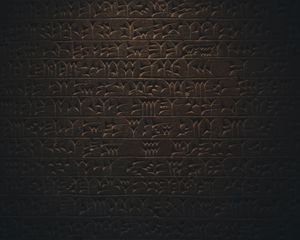 Preview wallpaper hieroglyphs, inscription, wall, texture, dark