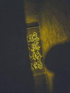 Preview wallpaper hieroglyphs, neon, inscription, backlight, green