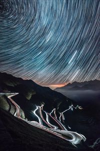 Preview wallpaper high-altitude road, night, light, stelvio, italy