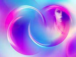 Preview wallpaper highlights, circles, girl, face, light, reflection