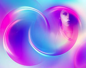 Preview wallpaper highlights, circles, girl, face, light, reflection