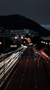 Preview wallpaper highway, city, night, long exposure, lights, traffic