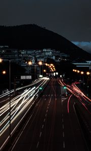 Preview wallpaper highway, city, night, long exposure, lights, traffic