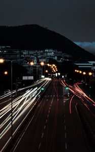 Preview wallpaper highway, city, night, long exposure, lights, traffic