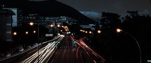 Preview wallpaper highway, city, night, long exposure, lights, traffic