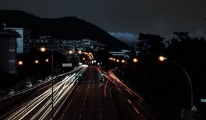 Preview wallpaper highway, city, night, long exposure, lights, traffic