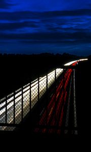 Preview wallpaper highway, night, bridge, road, light