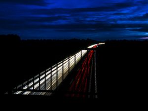 Preview wallpaper highway, night, bridge, road, light