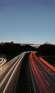 Preview wallpaper highway, road, lights, lines, long exposure